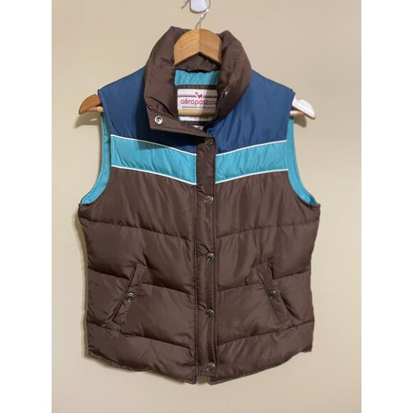 Aeropostale Jackets & Blazers - Aeropostale y2k down puffer vest brown blue size M